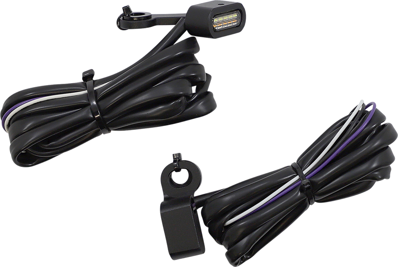 DRAG SPECIALTIES LED Handlebar Marker Lights - White/Amber - Clear Lens - Black