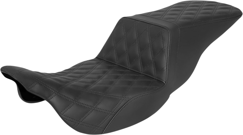 SADDLEMEN Tour Step-Up Seat - Full Lattice Stitch - Black - Touring '08-'24