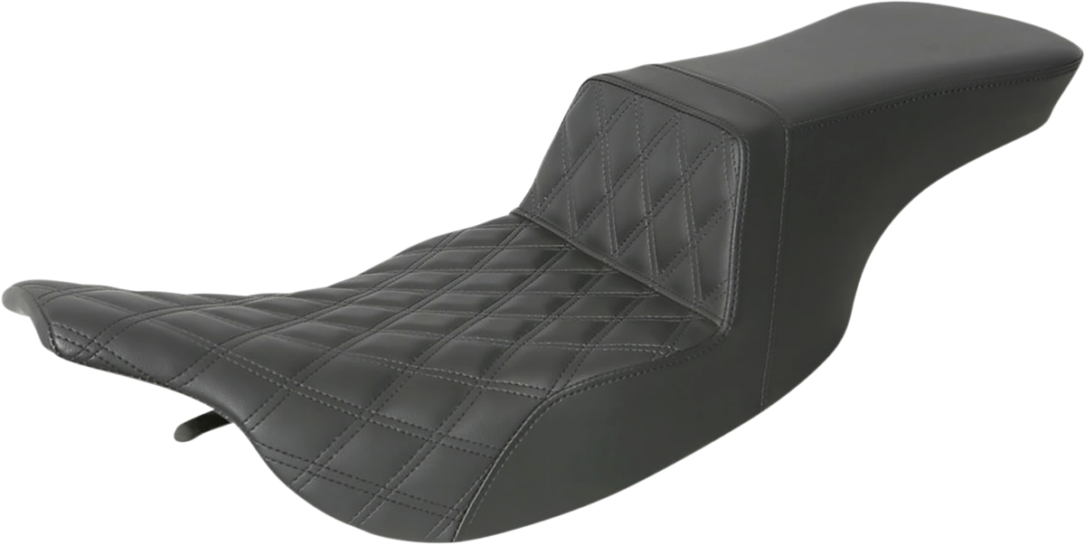 Saddlemen Black Step 2 Up Smooth Full Lattice Stitch Seat Harley Touring 97-07