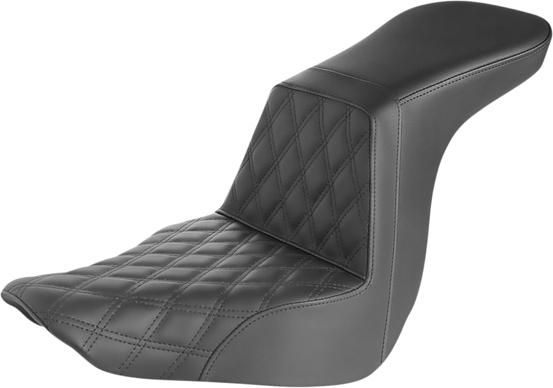 SADDLEMEN Step-Up Seat - Front Lattice Stitch - Black - Softail '18-'24