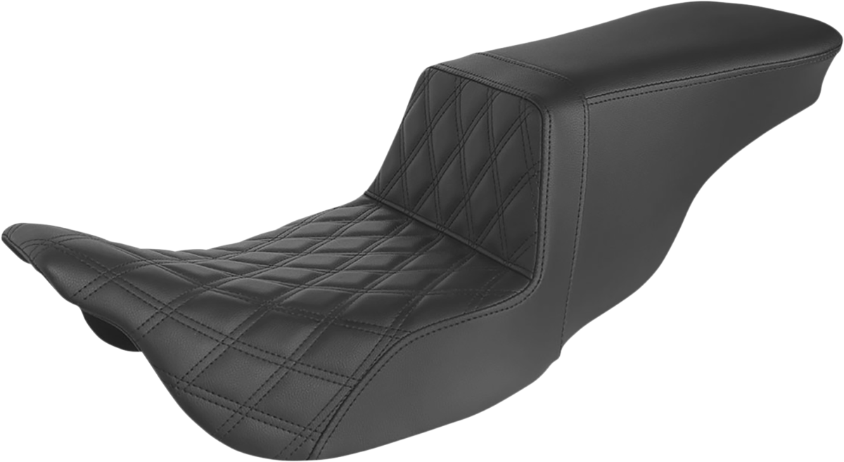 SADDLEMEN Tour Step-Up Seat - Front Lattice Stitch - Black - '08-'22 TOURING