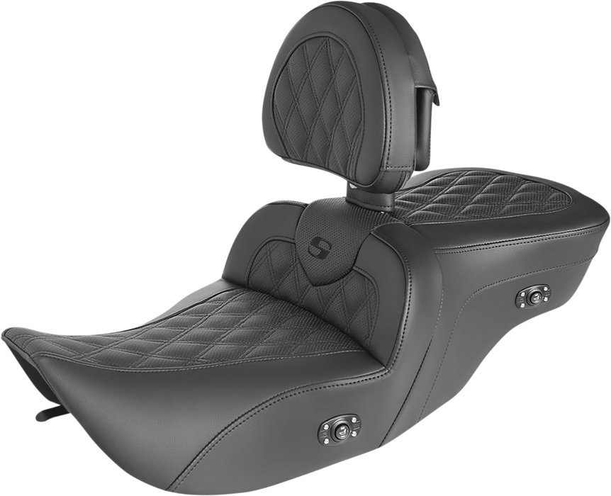SADDLEMEN Roadsofa* Seat - without Backrest - Full Lattice Stitch - Heated - '99-07 TOURING