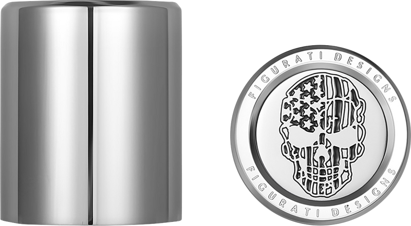 FIGURATI DESIGNS Docking Covers - American Flag Skull - Short - Contrast Cut - Silver FD27-DC-2530-SS