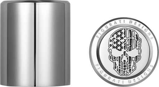 FIGURATI DESIGNS Docking Covers - American Flag Skull - Short - Contrast Cut - Silver FD27-DC-2530-SS