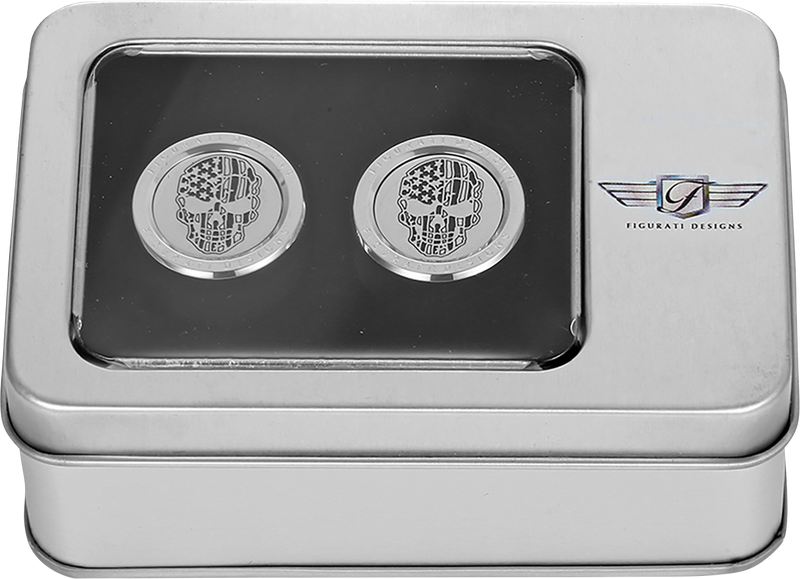 FIGURATI DESIGNS Docking Covers - American Flag Skull - Short - Contrast Cut - Silver FD27-DC-2530-SS