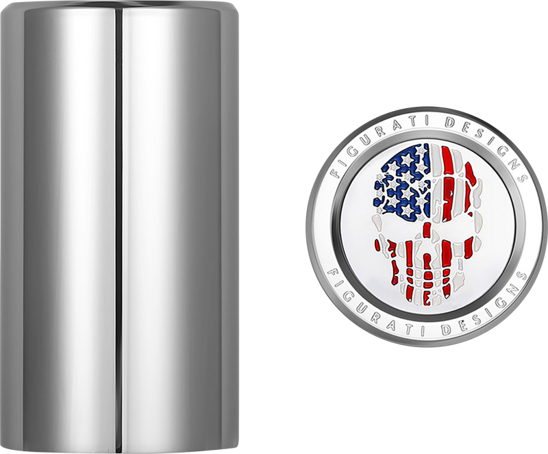 FIGURATI DESIGNS Docking Covers - Red/White/Blue American Flag Skull - Long - Silver FD24-DC-2545-SS