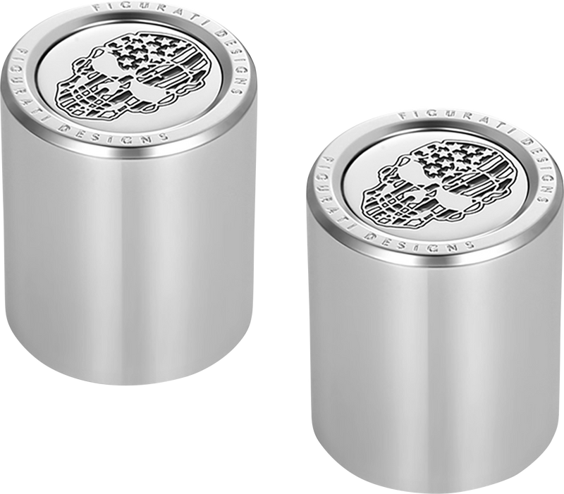 FIGURATI DESIGNS Docking Covers - American Flag Skull - Short - Contrast Cut - Silver FD27-DC-2530-SS
