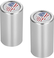 FIGURATI DESIGNS Docking Covers - Red/White/Blue American Flag Skull - Long - Silver FD24-DC-2545-SS