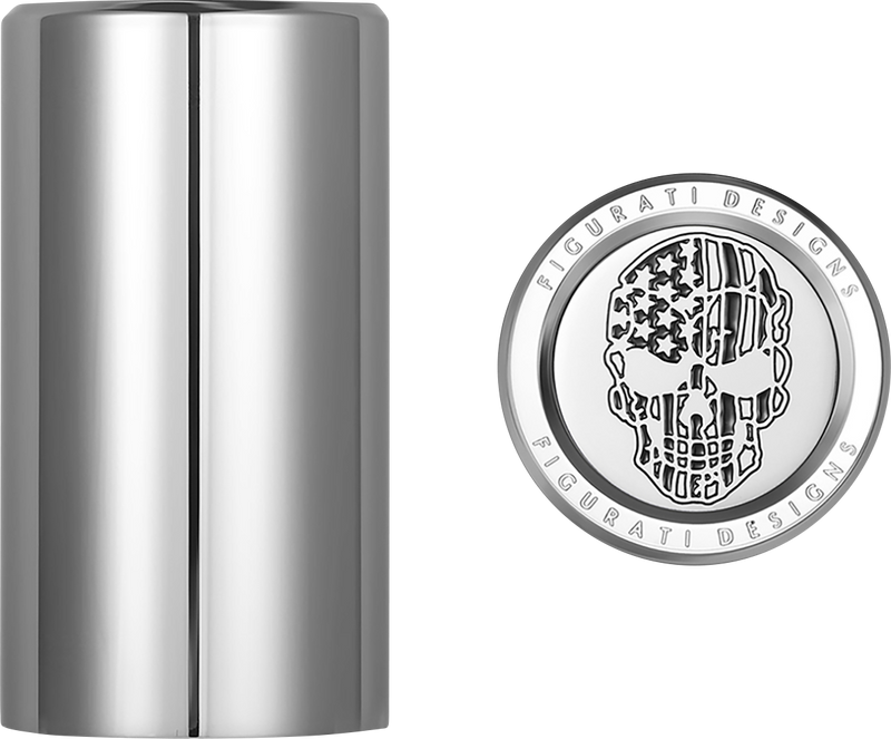 FIGURATI DESIGNS Docking Covers - American Flag Skull - Contrast Cut - Silver FD27-DC-2545-SS