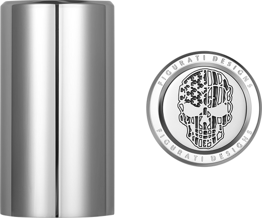 FIGURATI DESIGNS Docking Covers - American Flag Skull - Contrast Cut - Silver FD27-DC-2545-SS