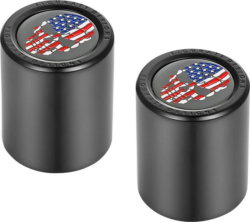 FIGURATI DESIGNS Docking Covers - Red/White/Blue American Flag Skull - Short - Black FD25-DC-2530-BK