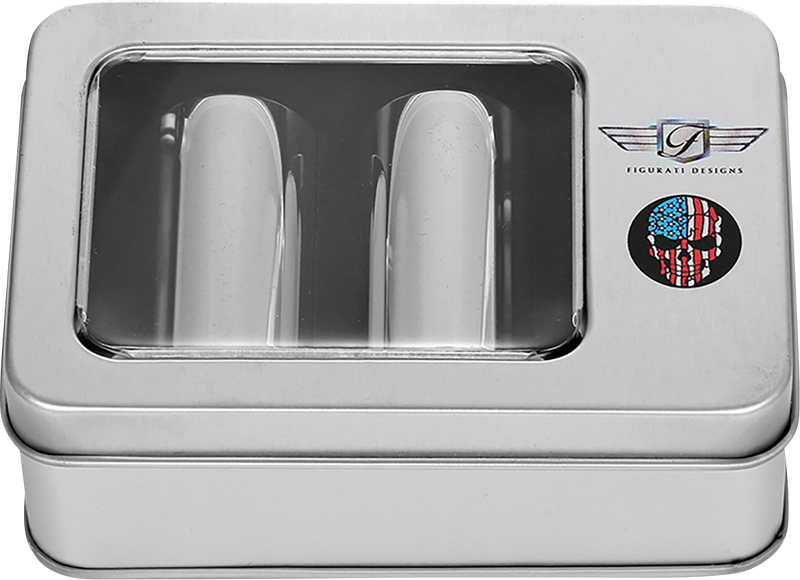 FIGURATI DESIGNS Docking Covers - Red/White/Blue American Flag Skull - Long - Silver FD24-DC-2545-SS