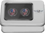 FIGURATI DESIGNS Docking Covers - Red/White/Blue American Flag Skull - Short - Black FD25-DC-2530-BK