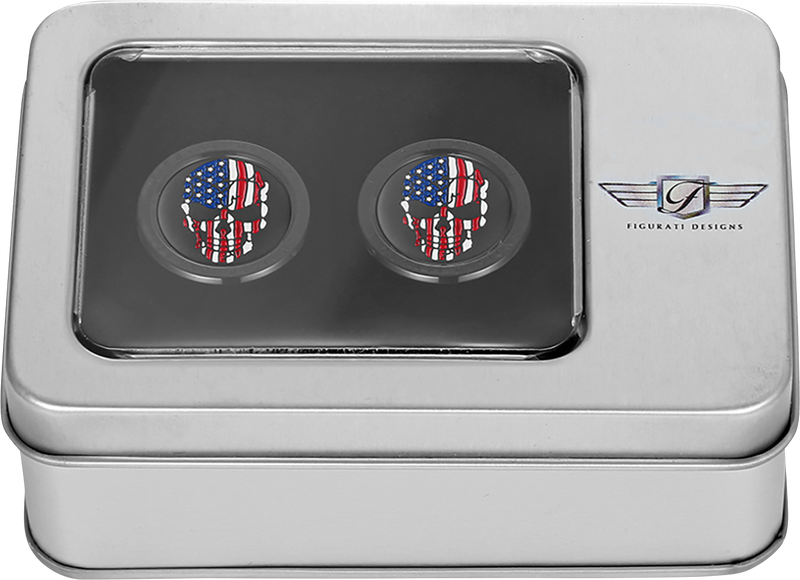 FIGURATI DESIGNS Docking Covers - Red/White/Blue American Flag Skull - Short - Black FD25-DC-2530-BK