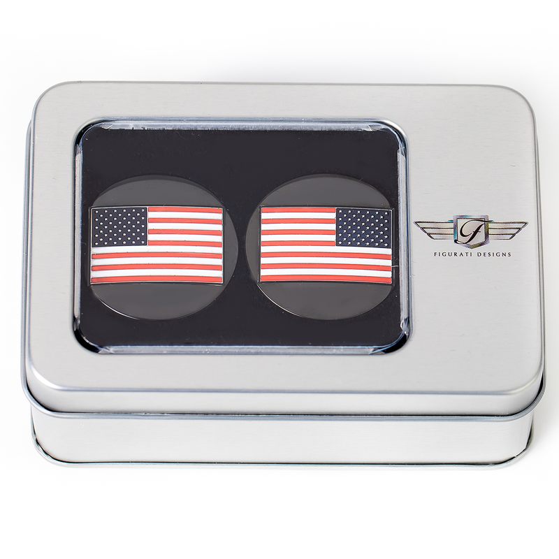 FIGURATI DESIGNS Swing Arm Covers - American Flag - Custom - Reversed - Black FD21R-AF-BK