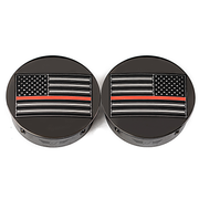 FIGURATI DESIGNS Swing Arm Covers - Red Line American Flag - Custom - Black - Reversed FD75-AFRL-BLK