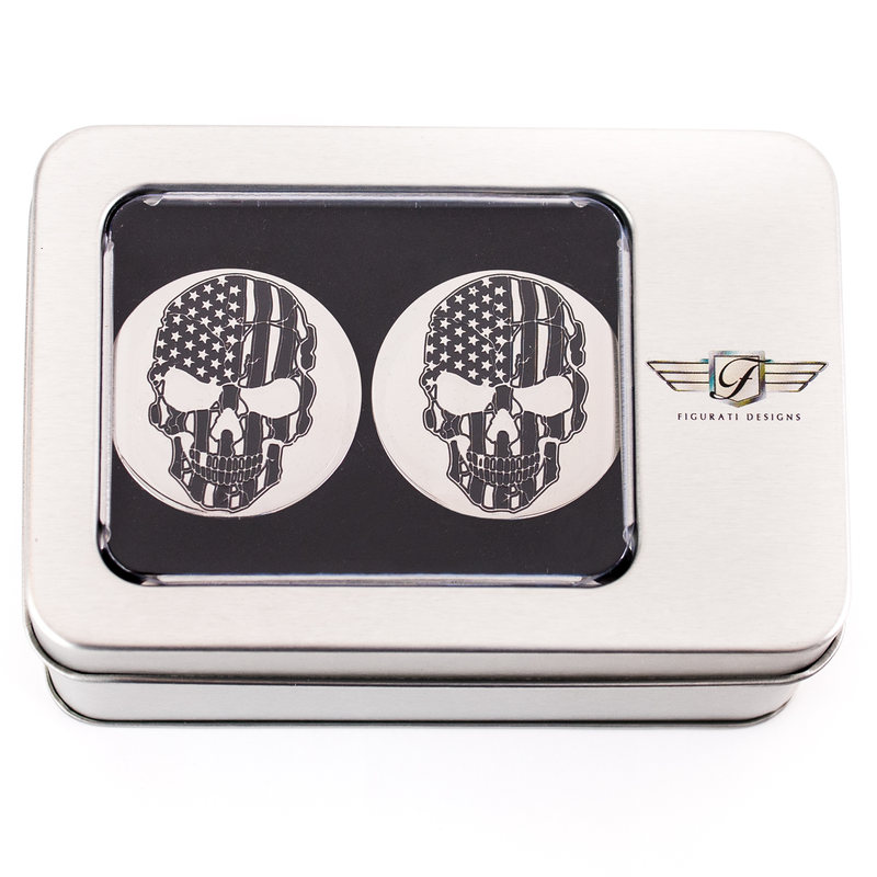 FIGURATI DESIGNS Swing Arm Covers - Contrast Cut - American Flag Skull - Custom FD27-SS-SKUL-CC