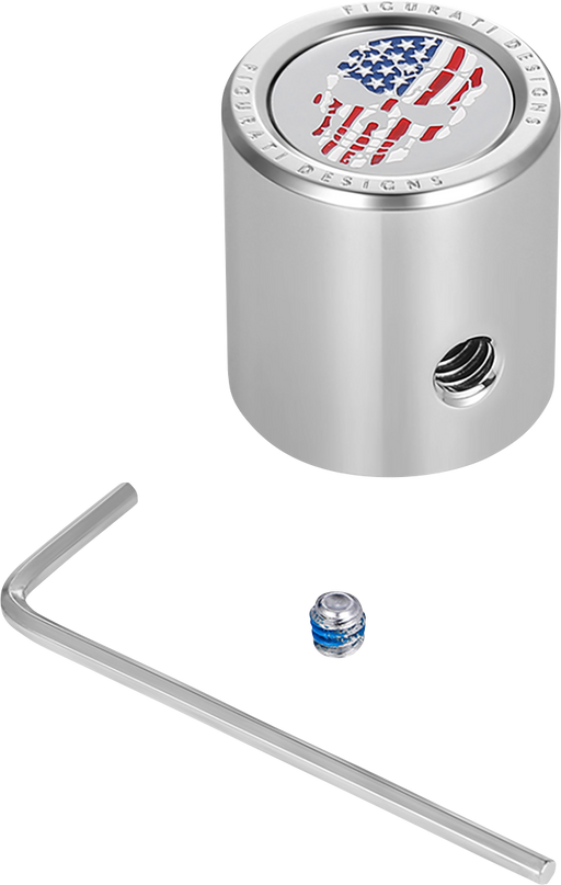 FIGURATI DESIGNS Heel-Toe Shifter Cover - American Flag Skull - Red/White/Blue FD24-HTSC-SS