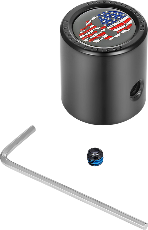 FIGURATI DESIGNS Heel-Toe Shifter Cover - American Flag Skull - Red/White/Blue/Black FD25-HTSC-BLK