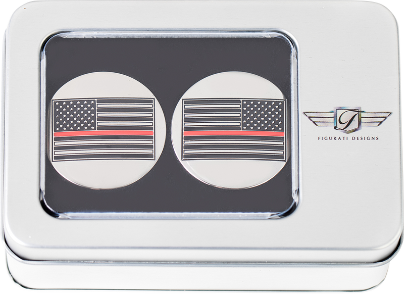 FIGURATI DESIGNS Swing Arm Covers - Red Line American Flag - Custom - Reversed FD73-AFRL-SS