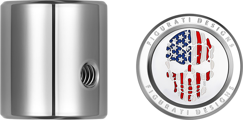 FIGURATI DESIGNS Heel-Toe Shifter Cover - American Flag Skull - Red/White/Blue FD24-HTSC-SS