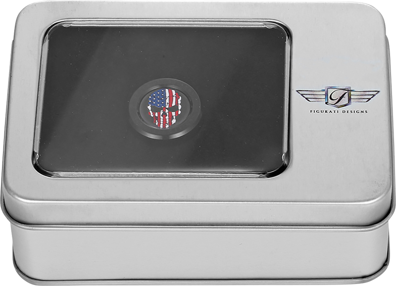 FIGURATI DESIGNS Heel-Toe Shifter Cover - American Flag Skull - Red/White/Blue/Black FD25-HTSC-BLK