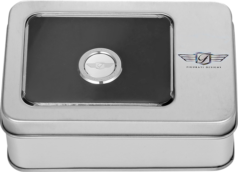 FIGURATI DESIGNS Heel-Toe Shifter Cover - Logo - Stainless Steel FD01-HTSC-SS