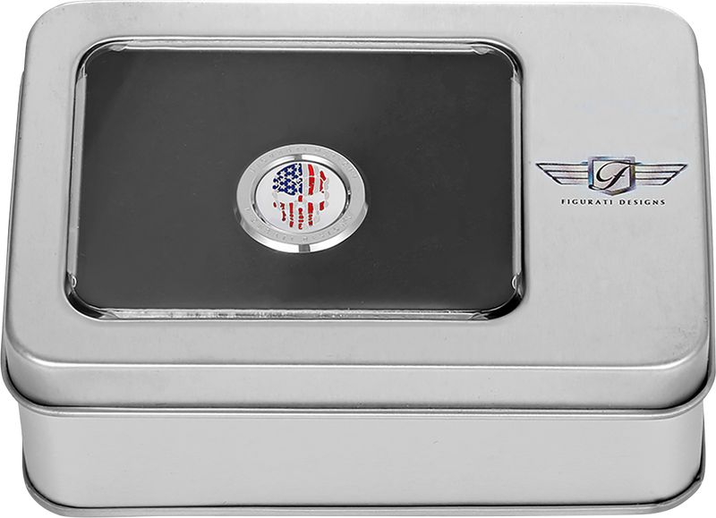 FIGURATI DESIGNS Heel-Toe Shifter Cover - American Flag Skull - Red/White/Blue FD24-HTSC-SS