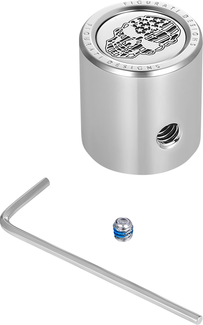 FIGURATI DESIGNS Heel-Toe Shifter Cover - American Flag Skull - Stainless Steel FD27-HTSC-SS