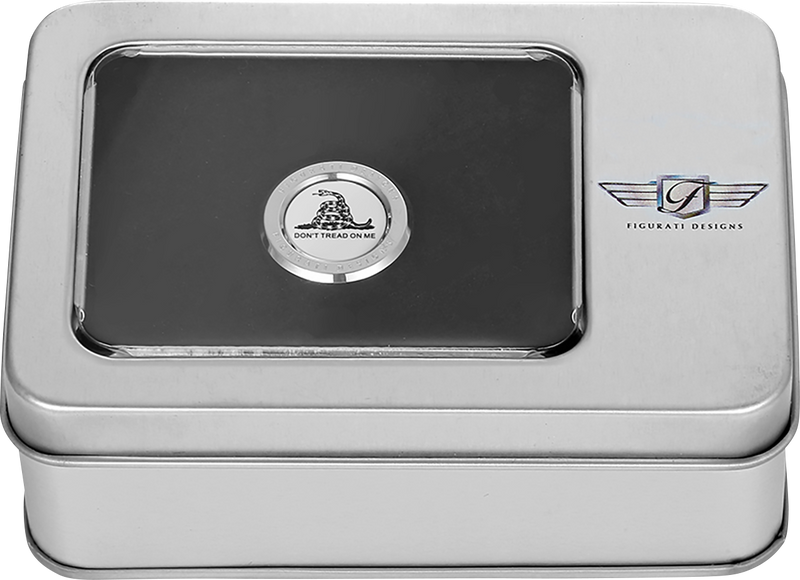 FIGURATI DESIGNS Heel-Toe Shifter Cover - Don't Tread On Me - Stainless Steel FD40-HTSC-SS