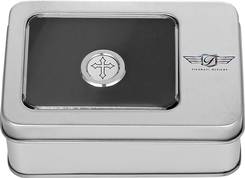 FIGURATI DESIGNS Heel-Toe Shifter Cover - Maltese Cross - Stainless Steel FD41-HTSC-SS