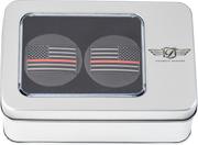 FIGURATI DESIGNS Swing Arm Covers - Red Line American Flag - Custom - Black - Reversed FD75-AFRL-BLK