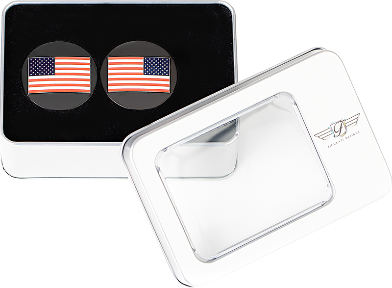 FIGURATI DESIGNS Swing Arm Covers - American Flag - Custom - Reversed - Black FD21R-AF-BK