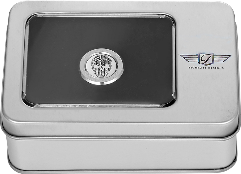 FIGURATI DESIGNS Heel-Toe Shifter Cover - American Flag Skull - Stainless Steel FD27-HTSC-SS