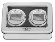 FIGURATI DESIGNS Axle Nut Cover - Front - Stainless Steel - American Flag - Contrast Cut - Reversed - Silver FD26R-FAC-SS