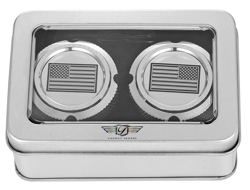 FIGURATI DESIGNS Axle Nut Cover - Front - Stainless Steel - American Flag - Contrast Cut - Reversed - Silver FD26R-FAC-SS
