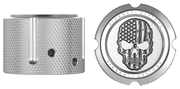 FIGURATI DESIGNS Axle Nut Cover - Front - Stainless Steel - American Flag Skull - Contrast Cut - Silver FD27-FAC-SS