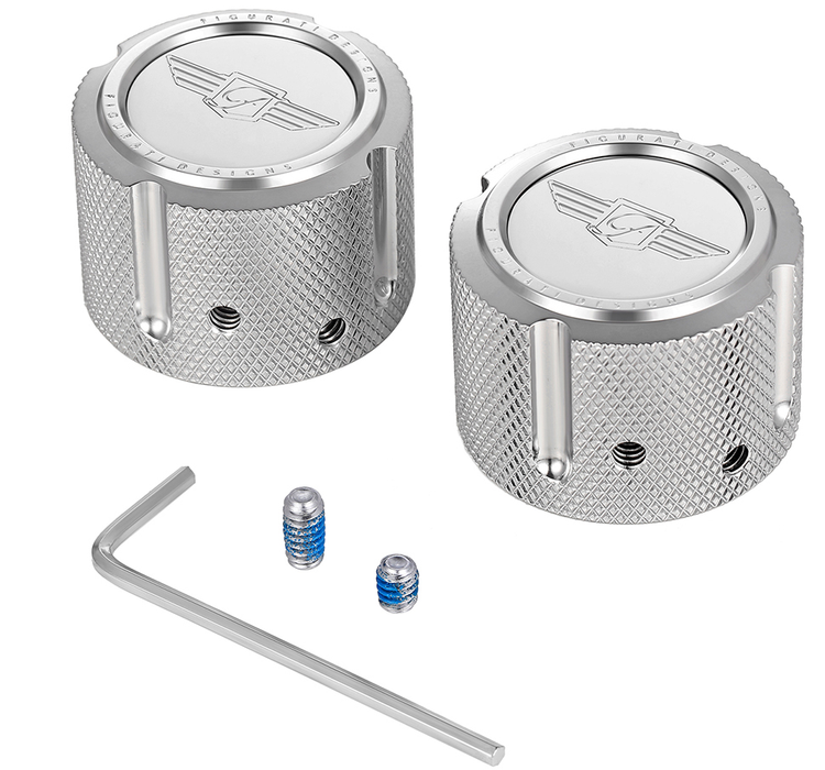 FIGURATI DESIGNS Axle Nut Cover - Front - Stainless Steel - Figurati Designs Logo - Silver FD01-FAC-SS