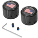 FIGURATI DESIGNS Axle Nut Cover - Front - Stainless Steel - Red/White/Blue Flag - Reversed - Black FD21R-FAC-BK