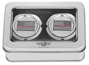 FIGURATI DESIGNS Axle Nut Cover - Front - Stainless Steel - Red Line Flag - Silver FD73-FAC-SS