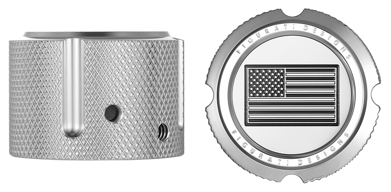 FIGURATI DESIGNS Axle Nut Cover - Front - Stainless Steel - American Flag - Contrast Cut - Reversed - Silver FD26R-FAC-SS