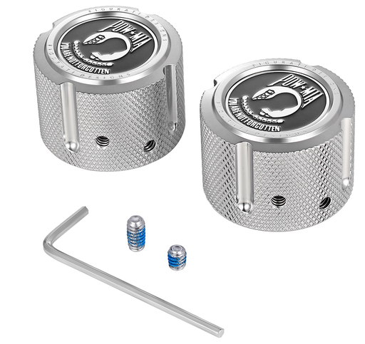 FIGURATI DESIGNS Axle Nut Cover - Front - Stainless Steel - POW MIA - Silver FD50-FAC-SS