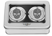 FIGURATI DESIGNS Axle Nut Cover - Front - Stainless Steel - American Flag Skull - Contrast Cut - Silver FD27-FAC-SS