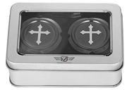 FIGURATI DESIGNS Axle Nut Cover - Front - Stainless Steel - Cross - Black FD41-FAC-BK