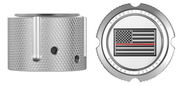 FIGURATI DESIGNS Axle Nut Cover - Front - Stainless Steel - Red Line Flag - Silver FD73-FAC-SS