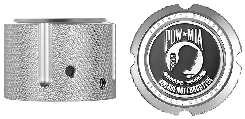 FIGURATI DESIGNS Axle Nut Cover - Front - Stainless Steel - POW MIA - Silver FD50-FAC-SS