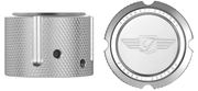 FIGURATI DESIGNS Axle Nut Cover - Front - Stainless Steel - Figurati Designs Logo - Silver FD01-FAC-SS