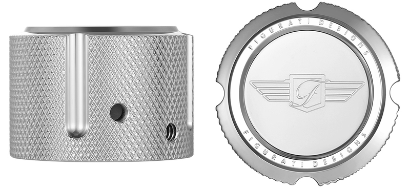 FIGURATI DESIGNS Axle Nut Cover - Front - Stainless Steel - Figurati Designs Logo - Silver FD01-FAC-SS