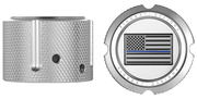 FIGURATI DESIGNS Axle Nut Cover - Front - Stainless Steel - Blue Line Flag - Silver FD70-FAC-SS