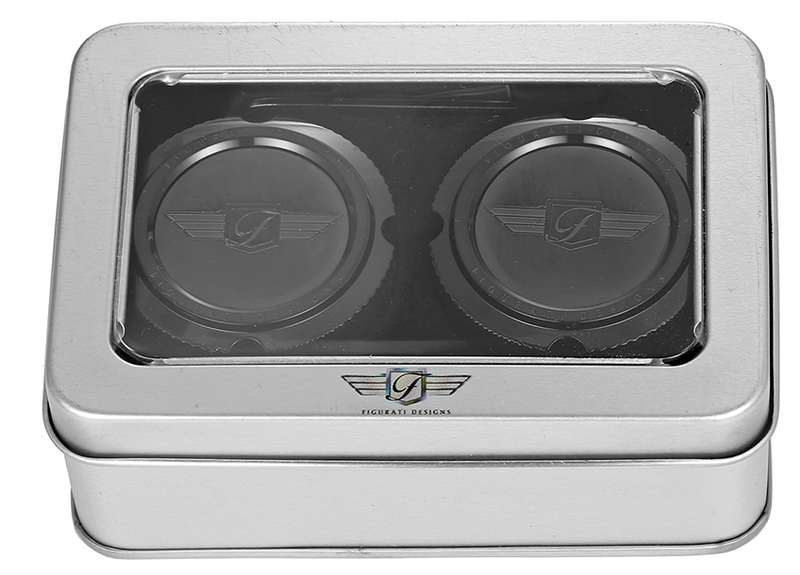 FIGURATI DESIGNS Axle Nut Cover - Front - Stainless Steel - Figurati Designs Logo - Black FD01-FAC-BLK